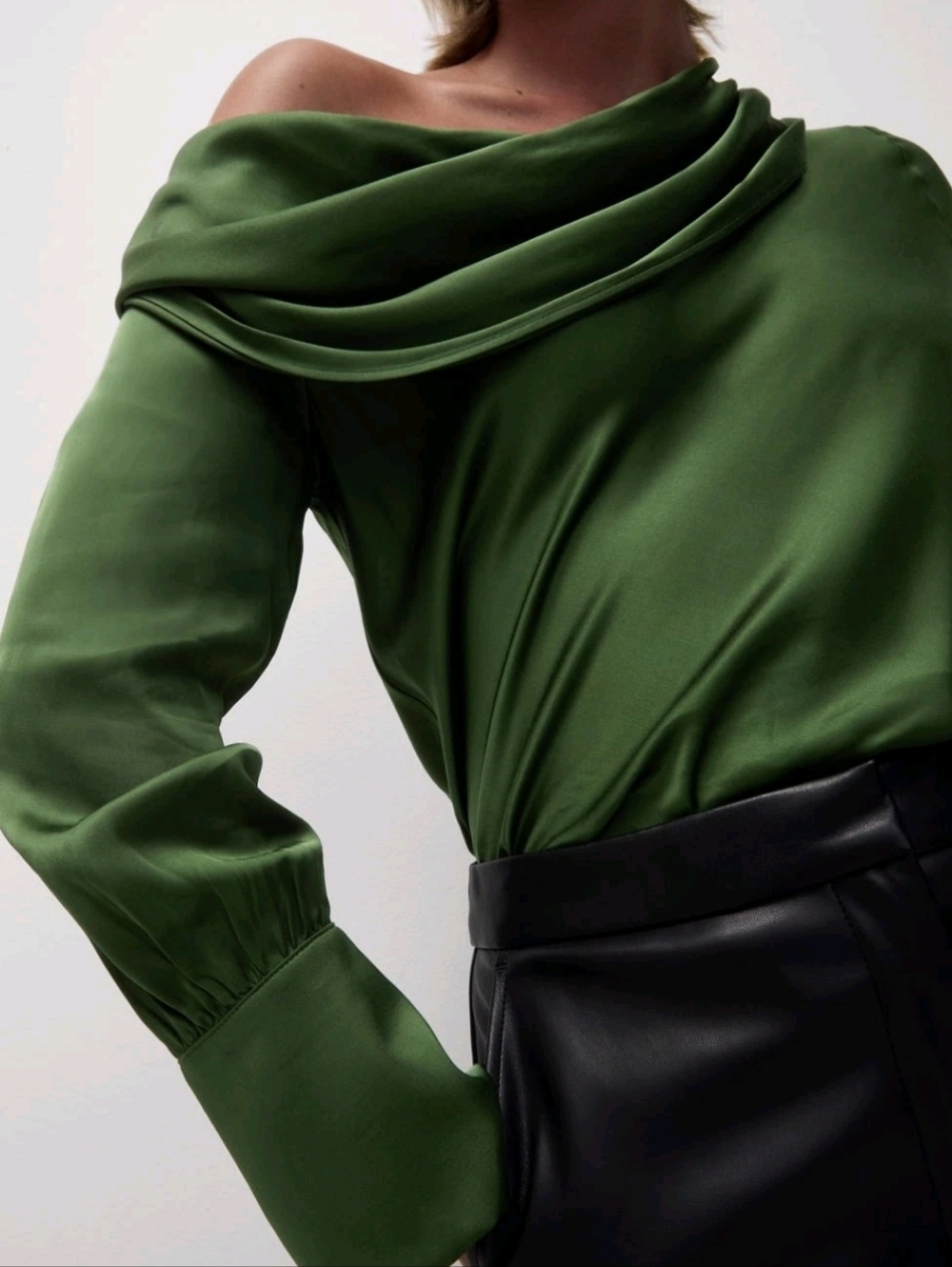 Marks And Spencer Olive Green One Shoulder Blouse